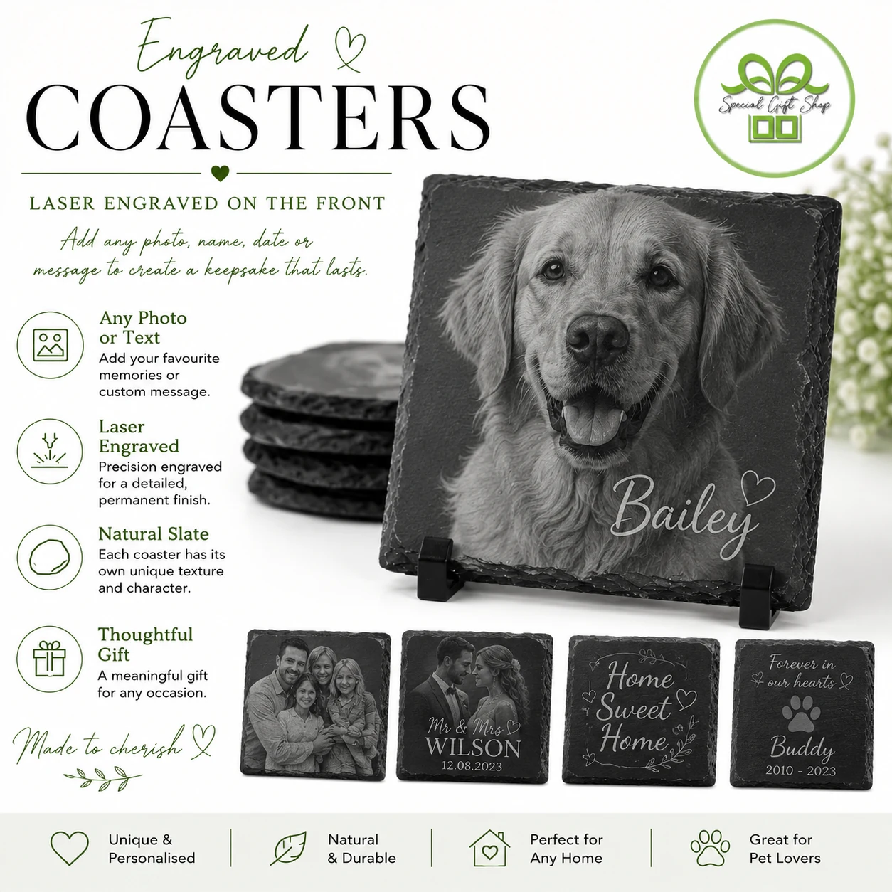 Personalized Engraved Slate Coaster
